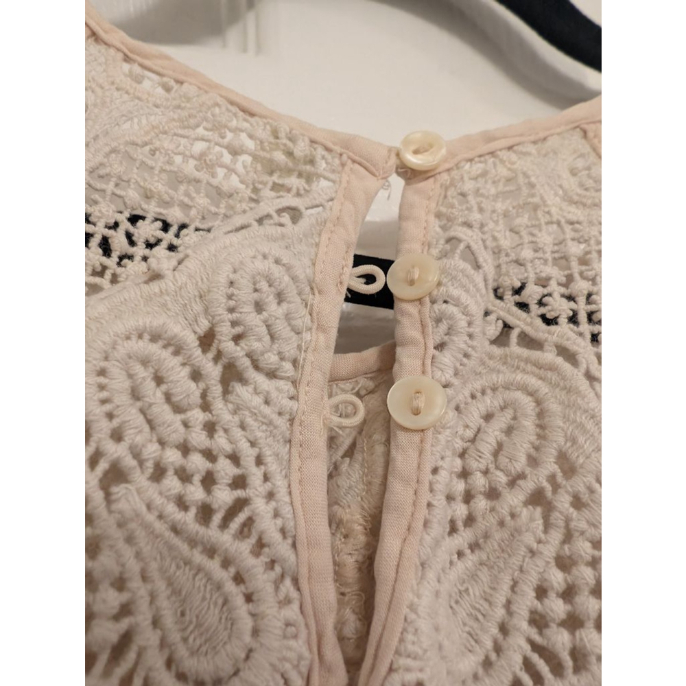 Women's Free People Mini Dress Petite S Beige Blue Paisley Shea Print Bohemian - Picture 6 of 7